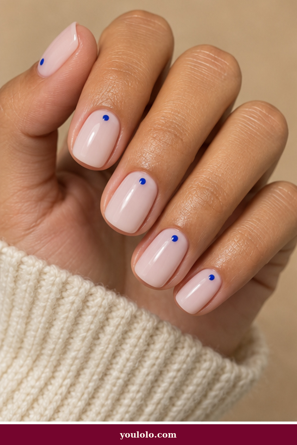 Simple Funky Nails idea 1: Cobalt Cuticle Dots