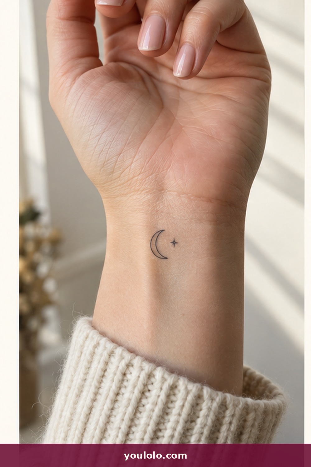 Crescent Moon and Tiny Star — idea 1 from Dainty Wrist Tattoos for Women