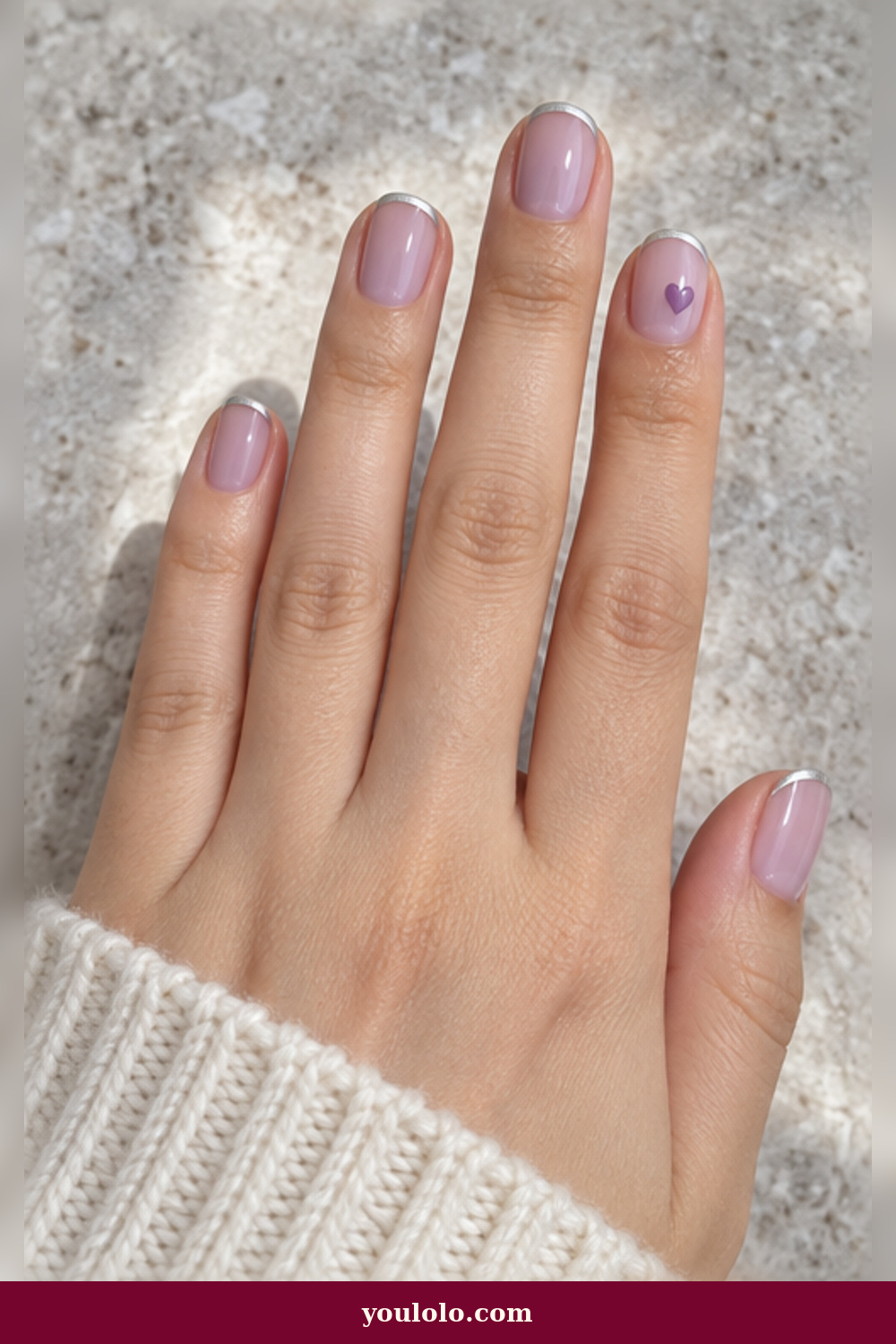 Lavender Silver Micro-French BTS Nails idea