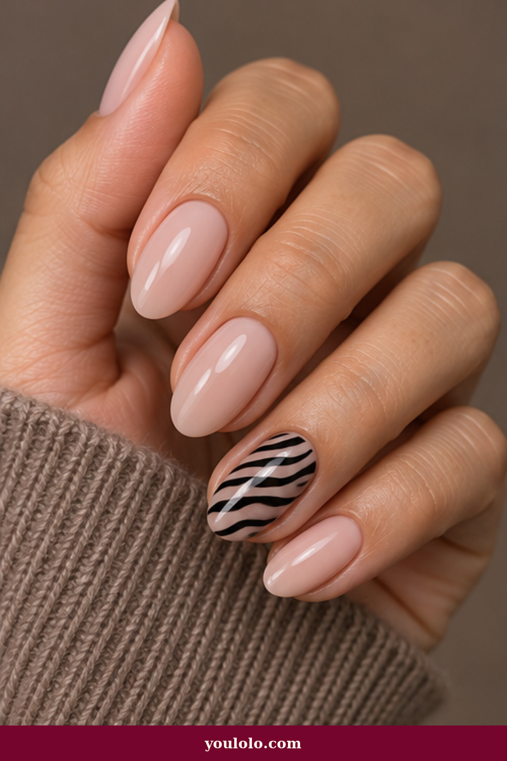 Zebra Print Nails idea 1: Minimal Milky Accent