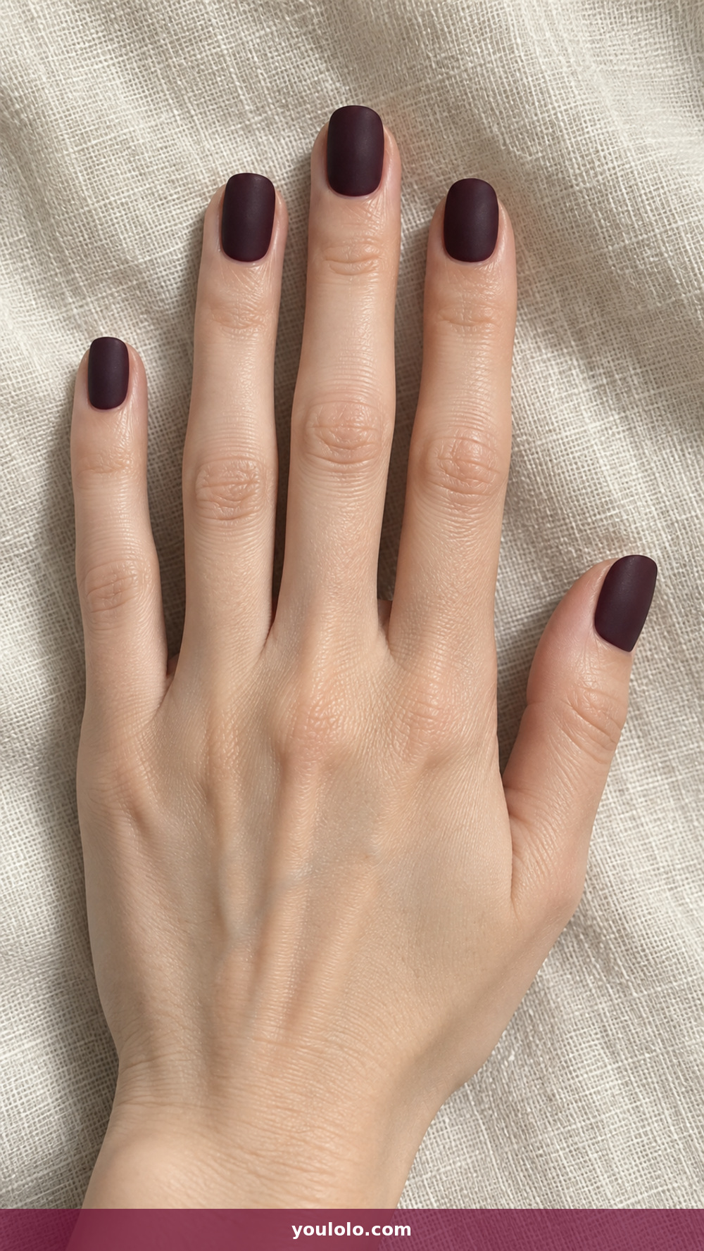 Matte Nails idea 1: Plum Noir Suede in a realistic fall manicure