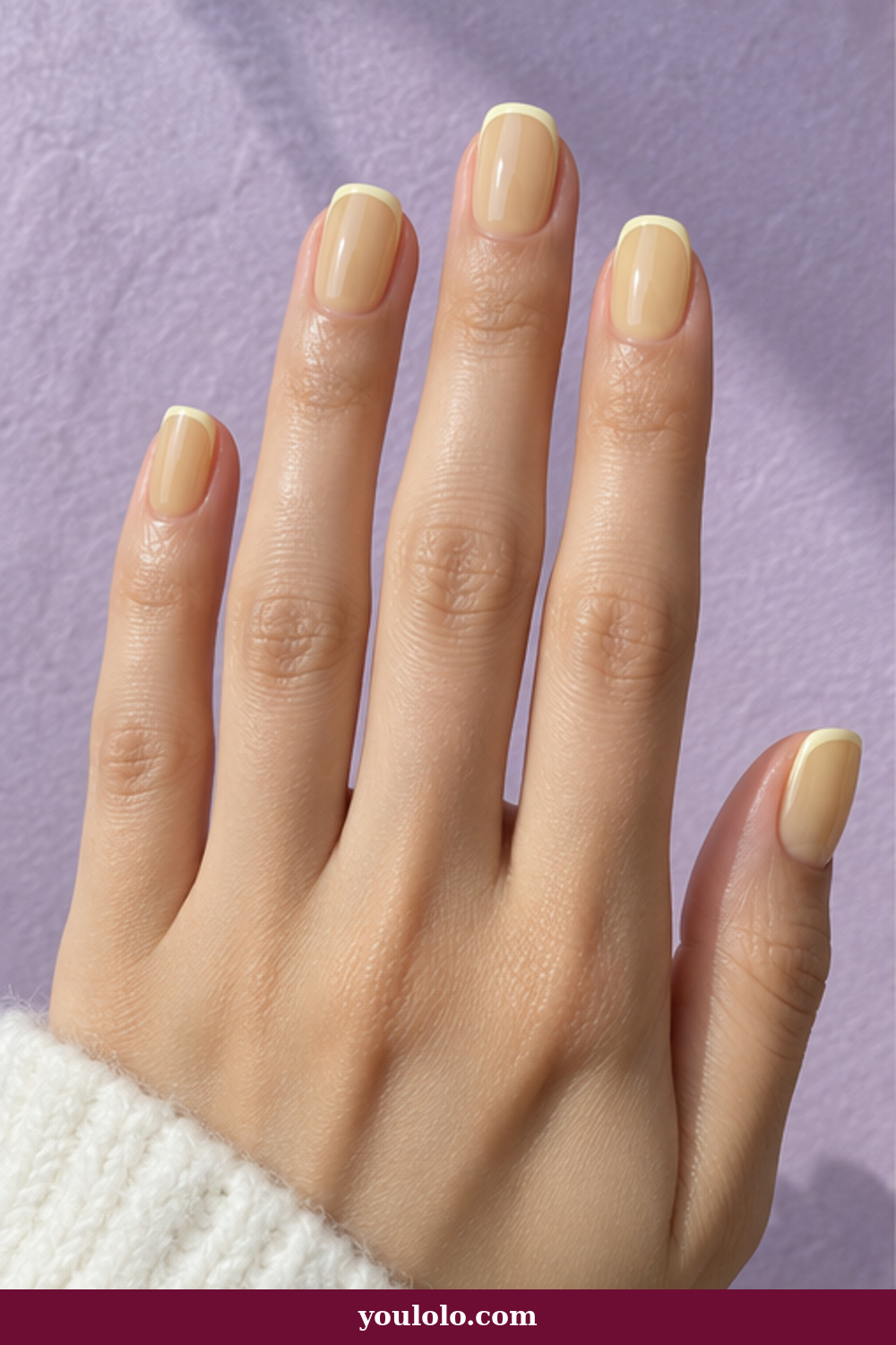 Lemon Nails idea 1: sheer nude nails with lemon micro French tips