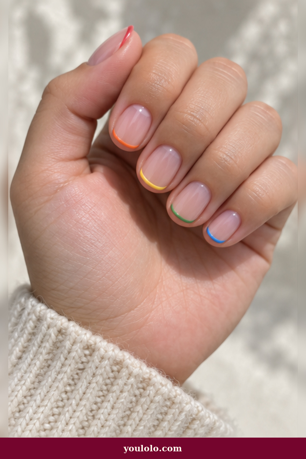 Whisper-Thin Rainbow Micro French Rainbow Nails idea