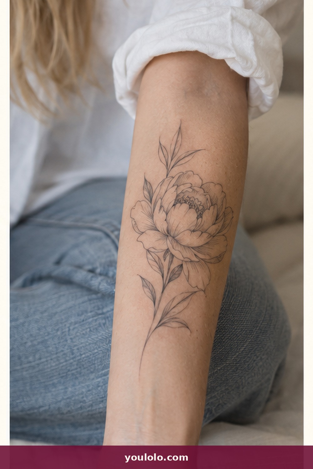 Airy Peony — idea 2 from Fine Line Tattoos for Women