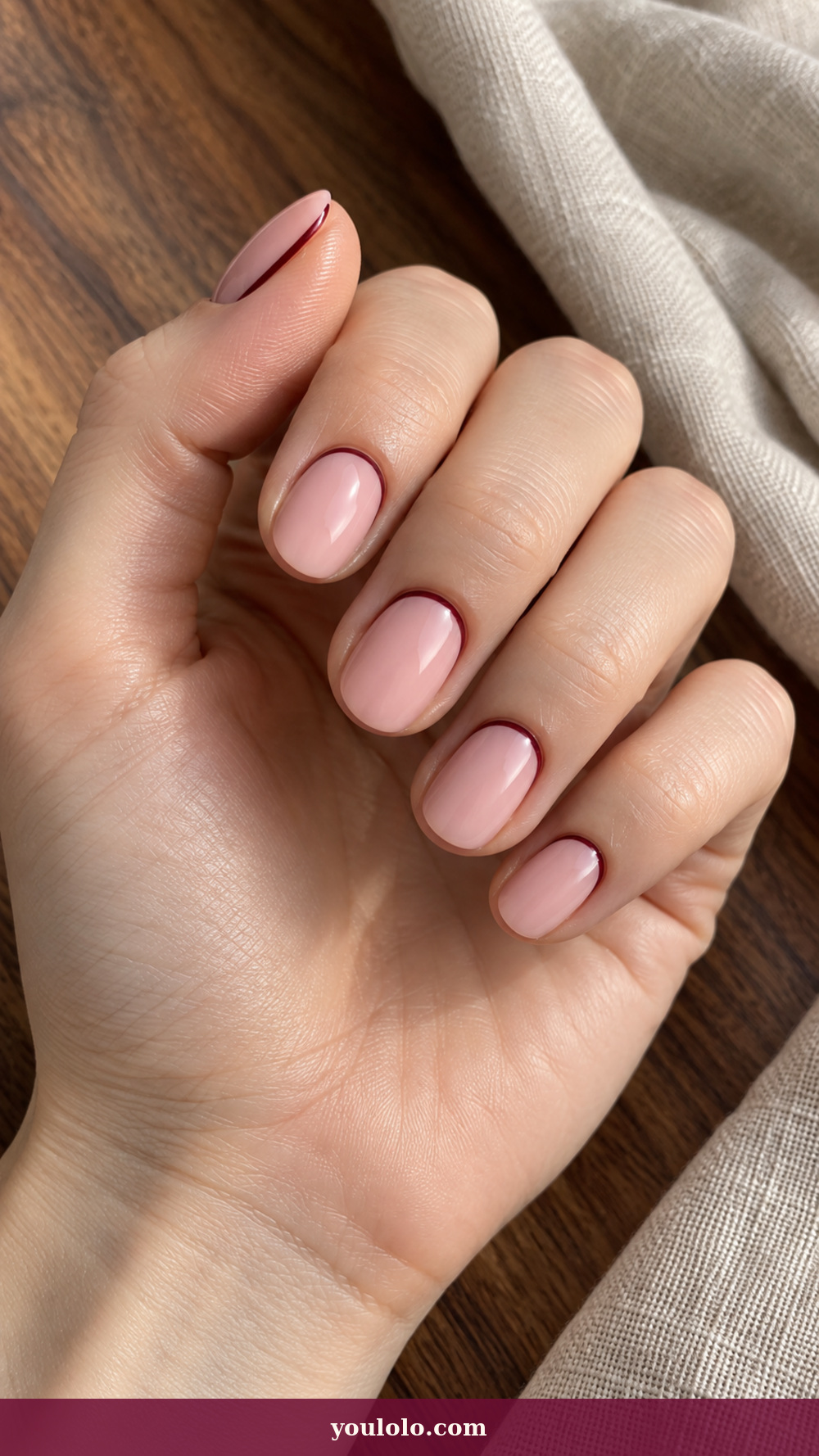 Princess Nails idea 2: Ballet Slipper Cream on a realistic feminine hand
