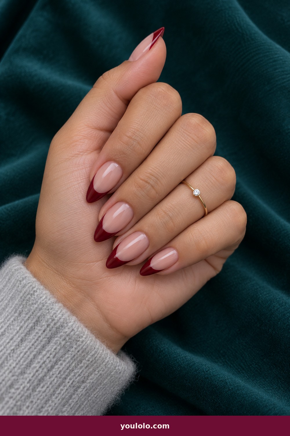 Blood Drip French — Vampire Nails idea 2