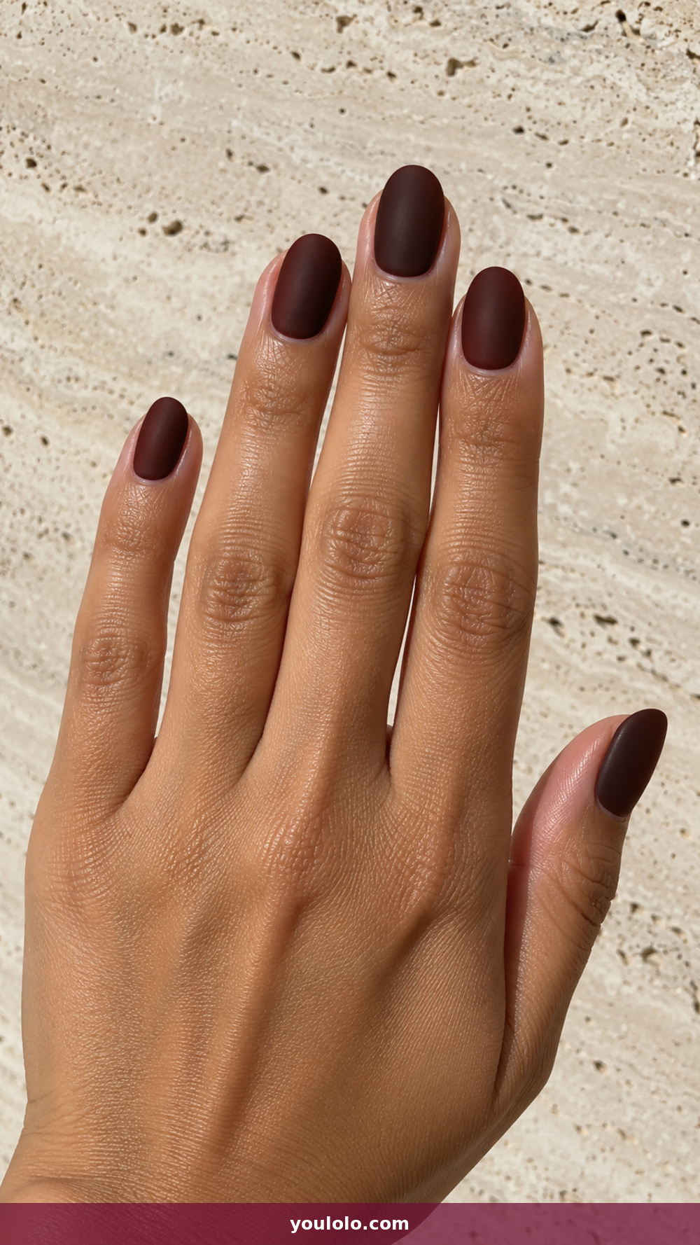 Matte Nails idea 2: Chilli Chocolate Almonds in a realistic fall manicure