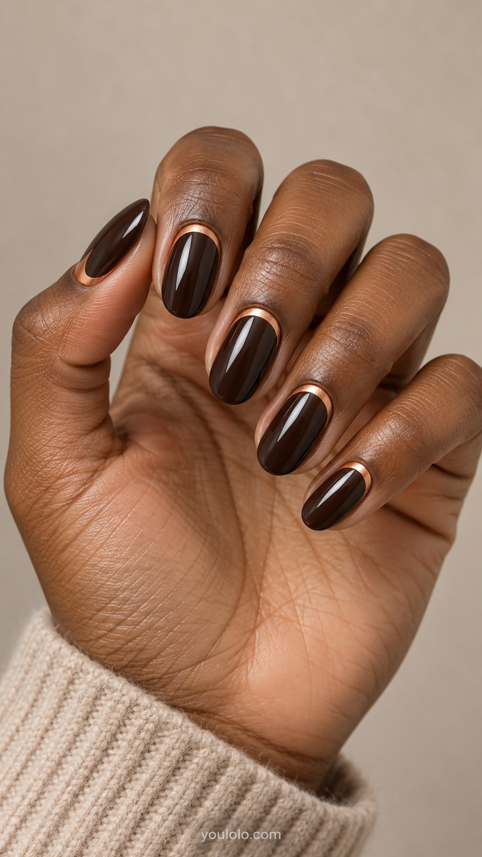 copper chrome nails — Espresso Cuticle Crescents