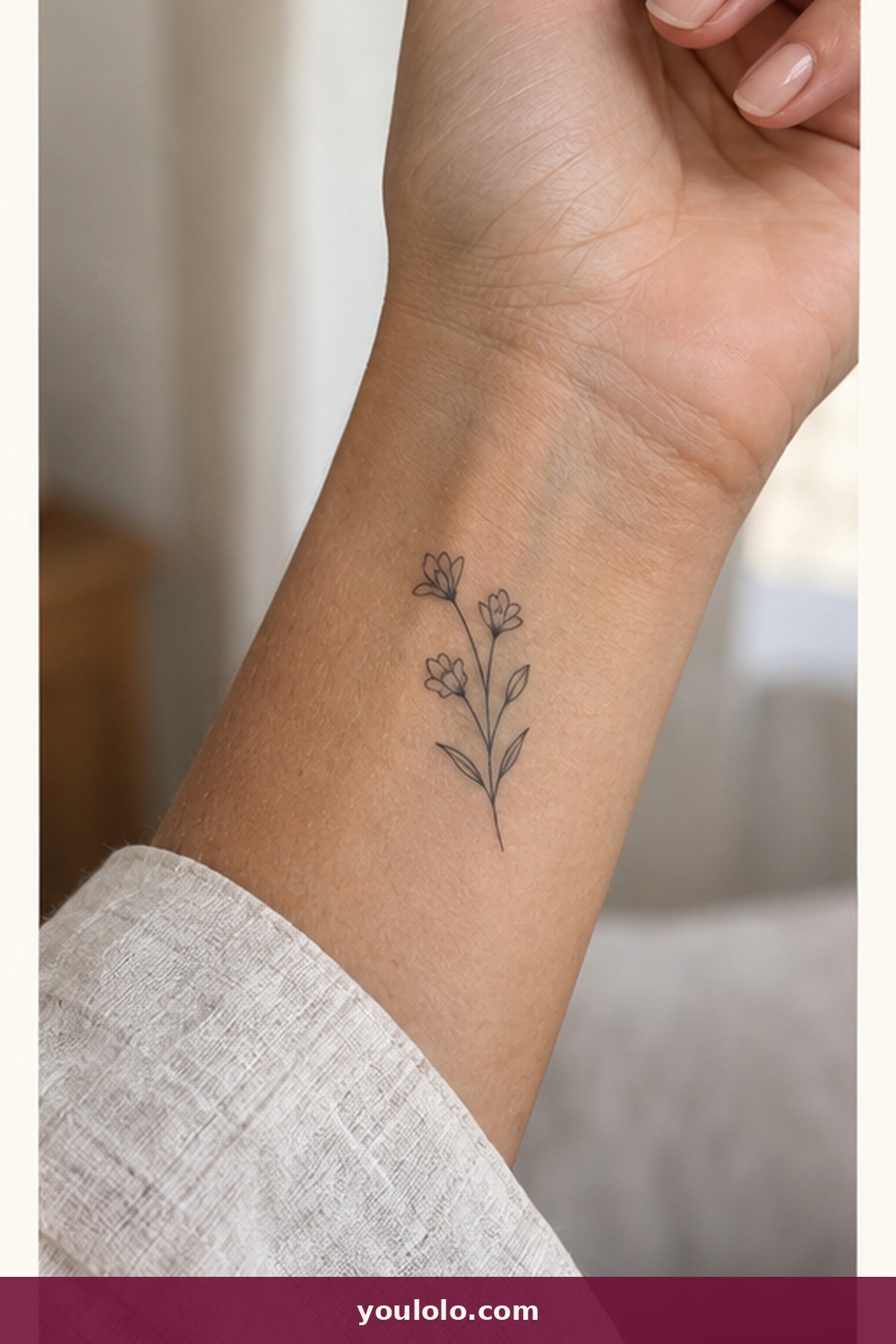 Fine-Line Wildflower Sprig — idea 2 from Dainty Wrist Tattoos for Women