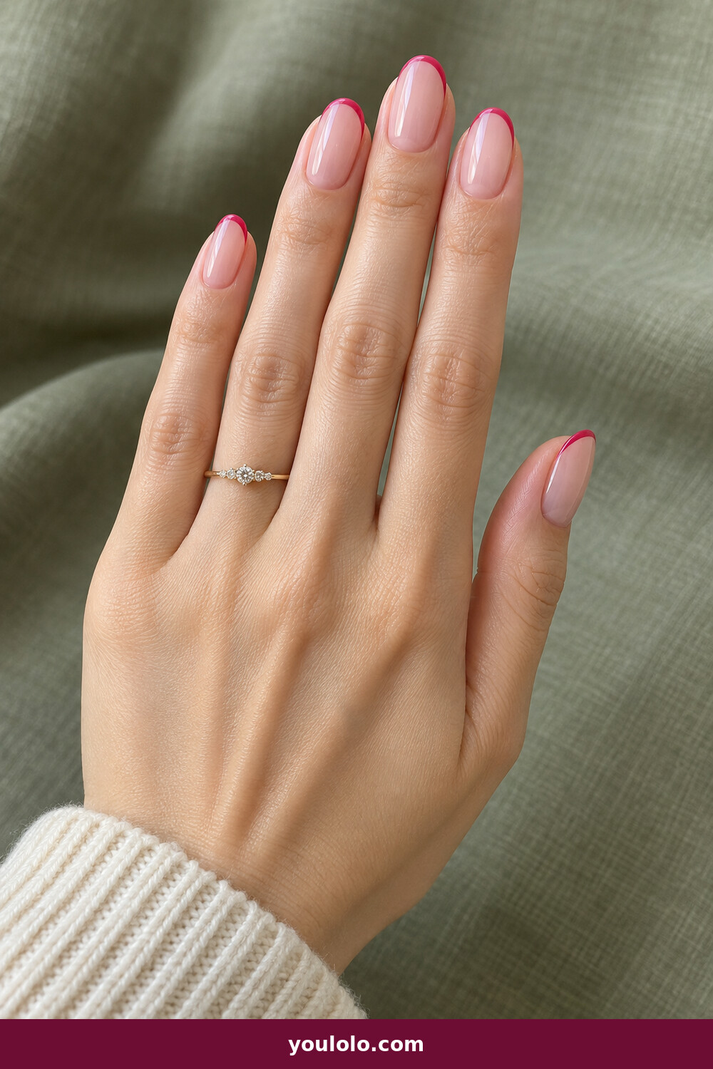 Pink Summer Nails idea 2: Hot Fuchsia Micro French