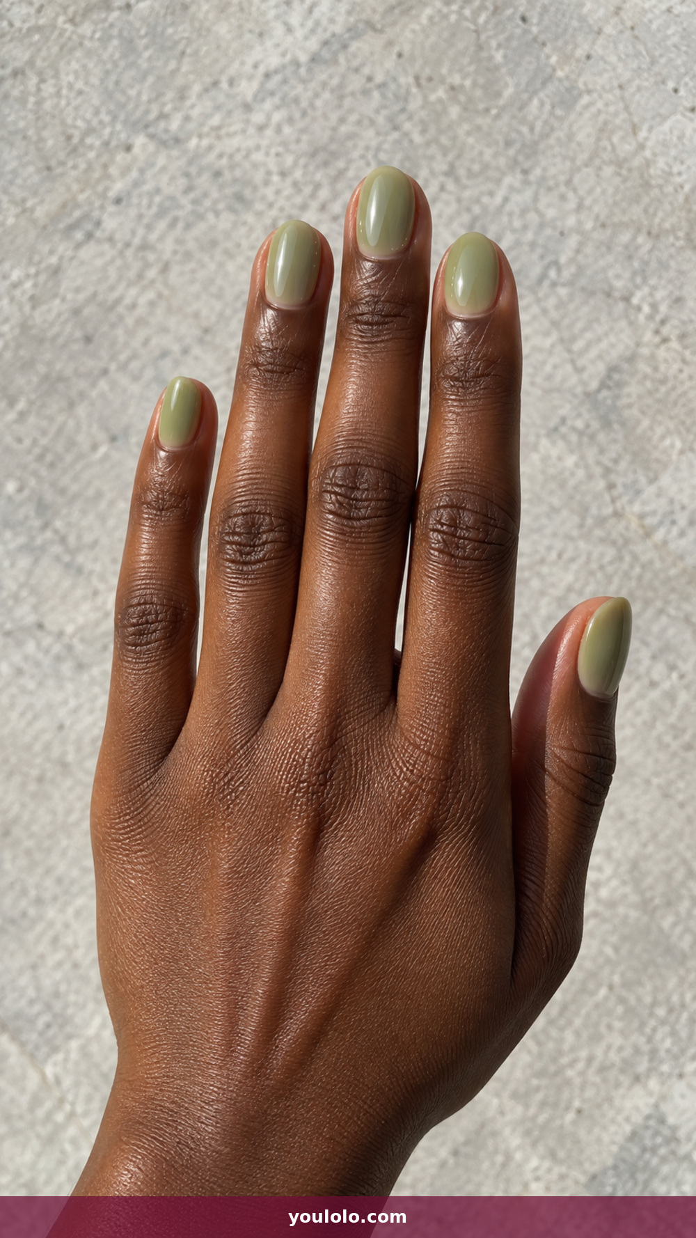 Short Oval Nails idea 2: Milky Matcha Oval in a realistic fall manicure