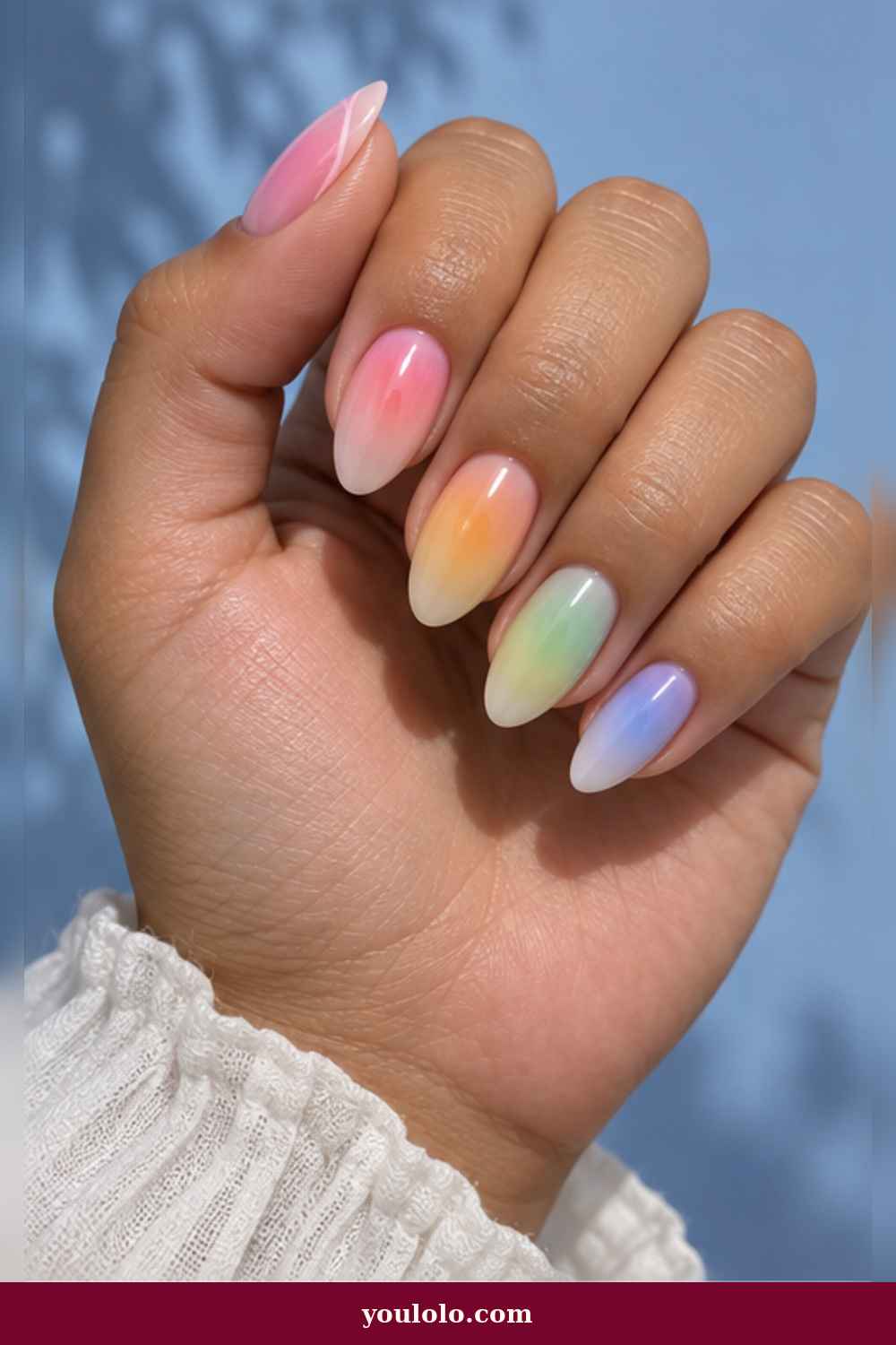 Pastel Aura Spectrum Rainbow Nails idea