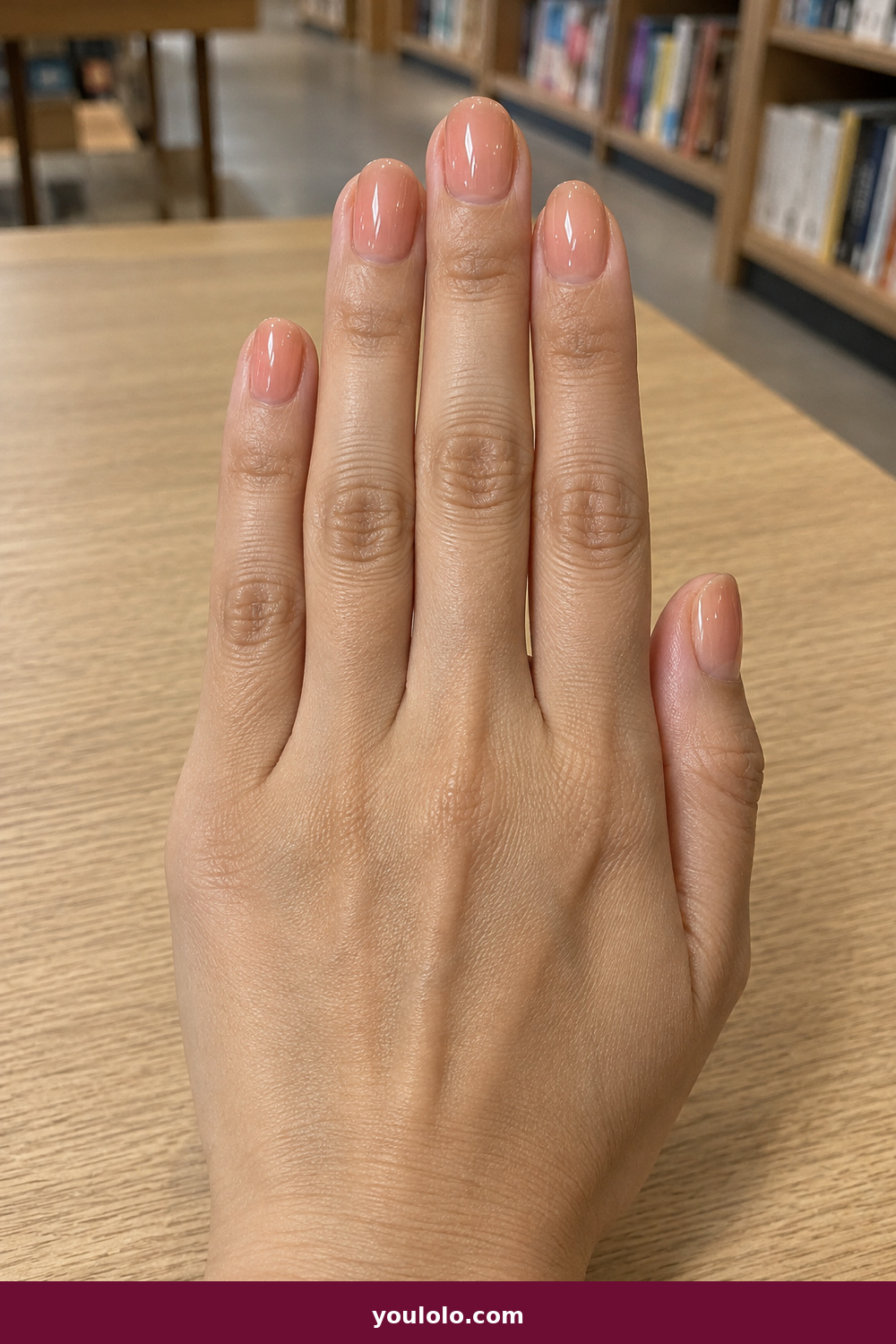 Gel Nails Ideas idea 3: Apricot Syrup, short oval sheer apricot jelly gel with juicy glass finish