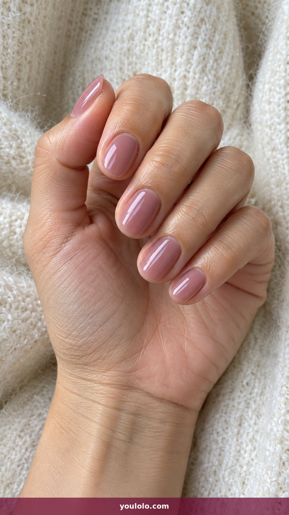 BIAB Nails Inspiration idea 3: Mauve Milk Builder Base in a realistic fall manicure