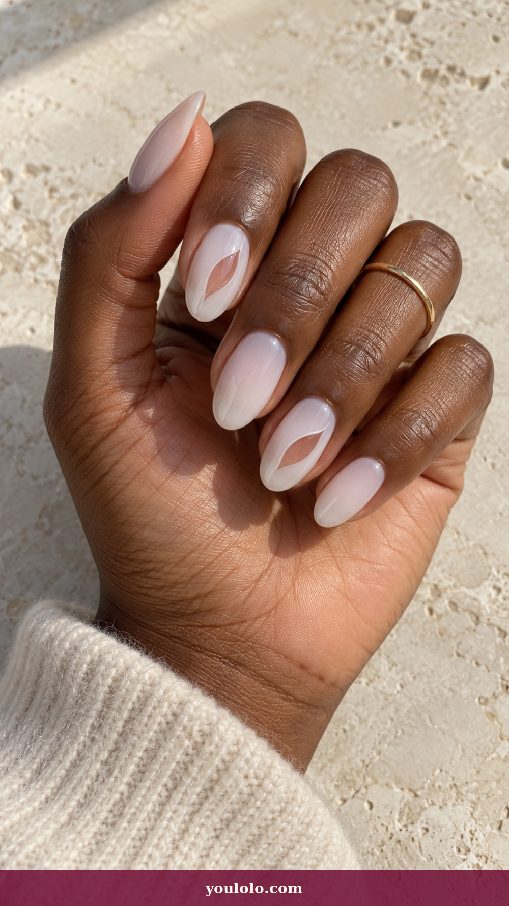 Simple Spring Nails idea 3: Mint Leaf Window on a realistic feminine hand