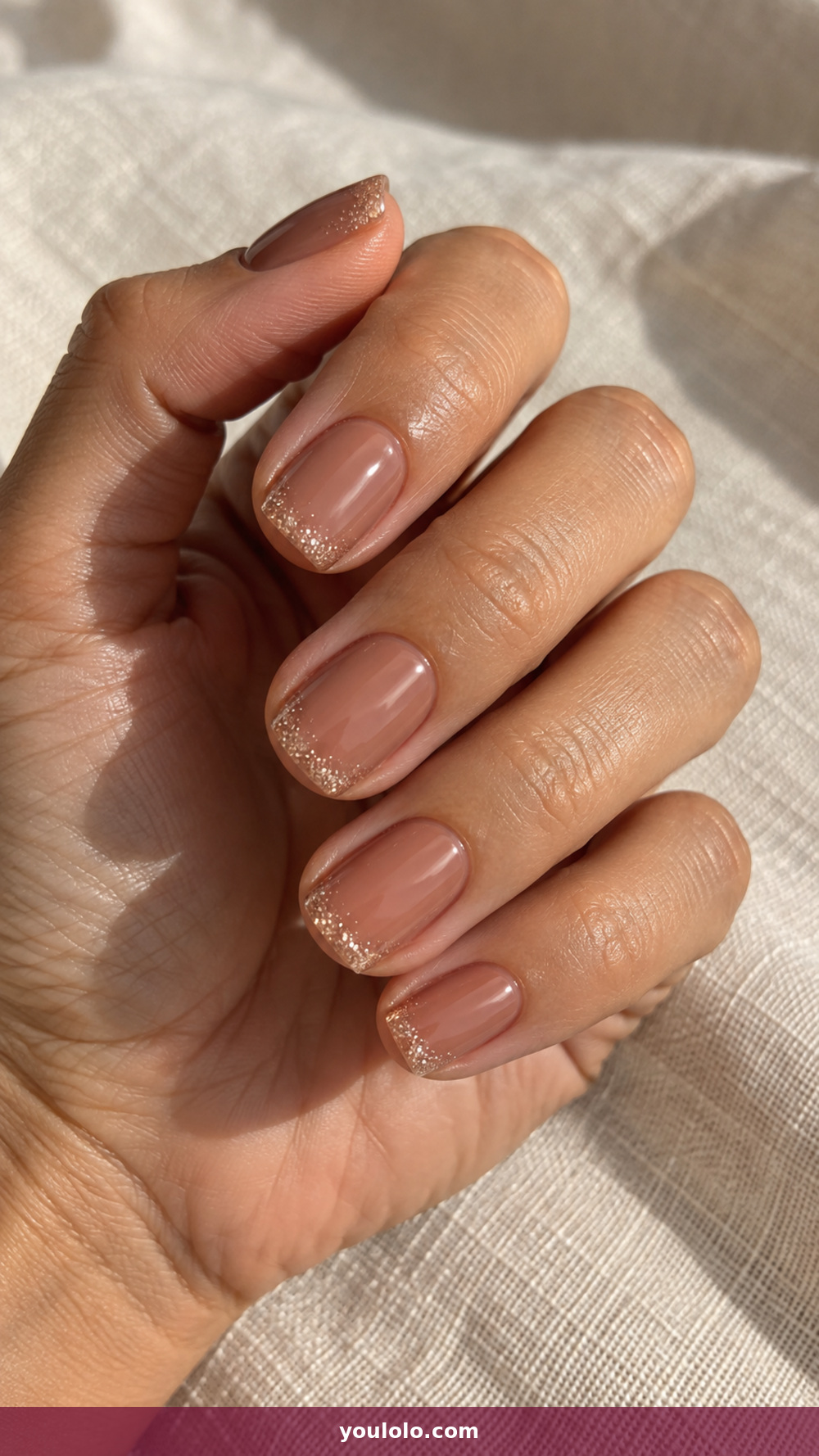 Sparkly Nails idea 3: Pecan Sugar Tips in a realistic fall manicure