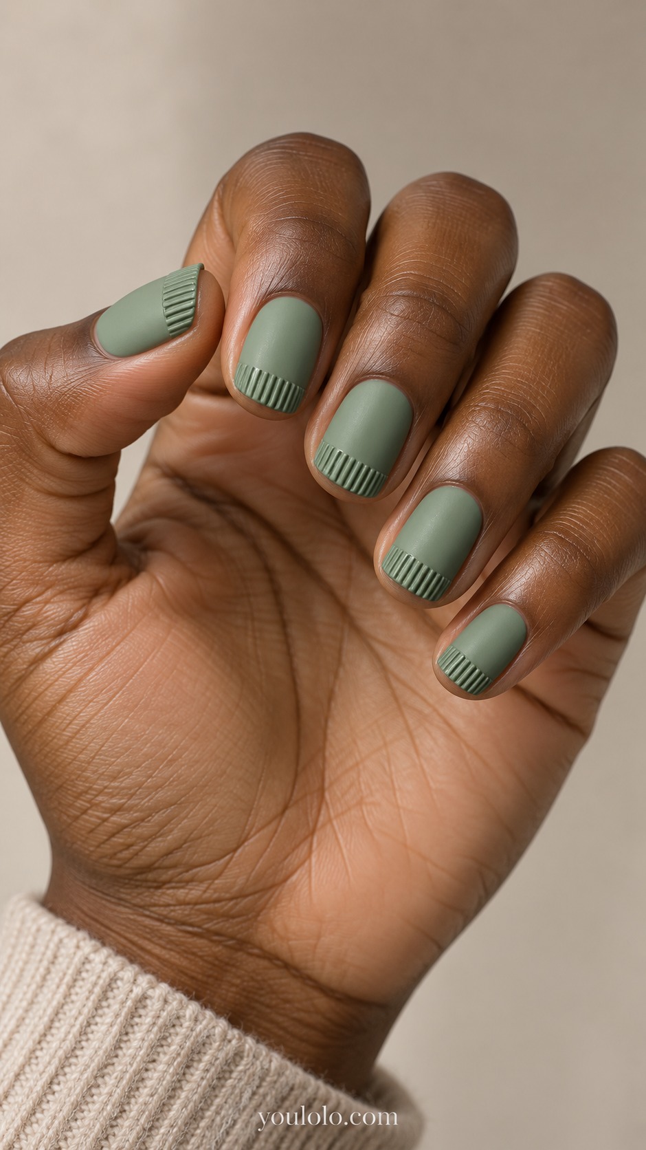 sweater nails — Sage Ribbed Cuffs