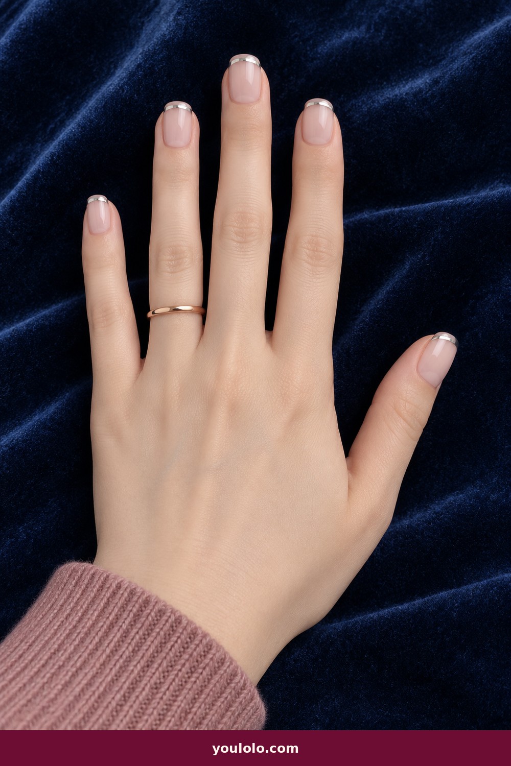Silver Cuff French — Bangle Nails idea 3