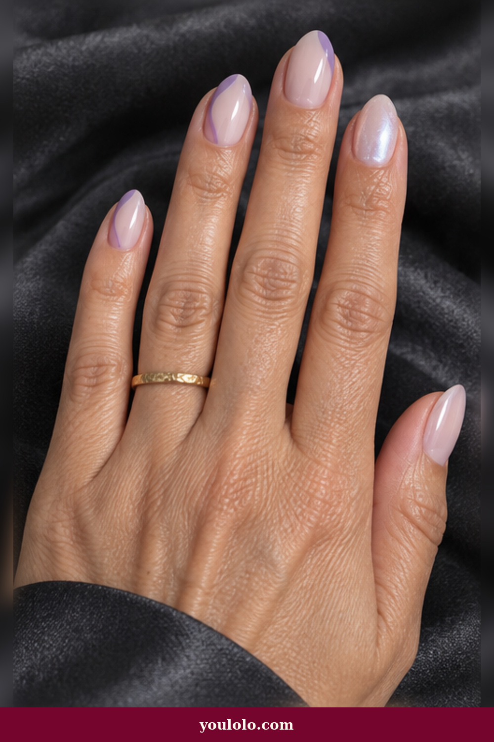 Violet Side-French Veil BTS Nails idea
