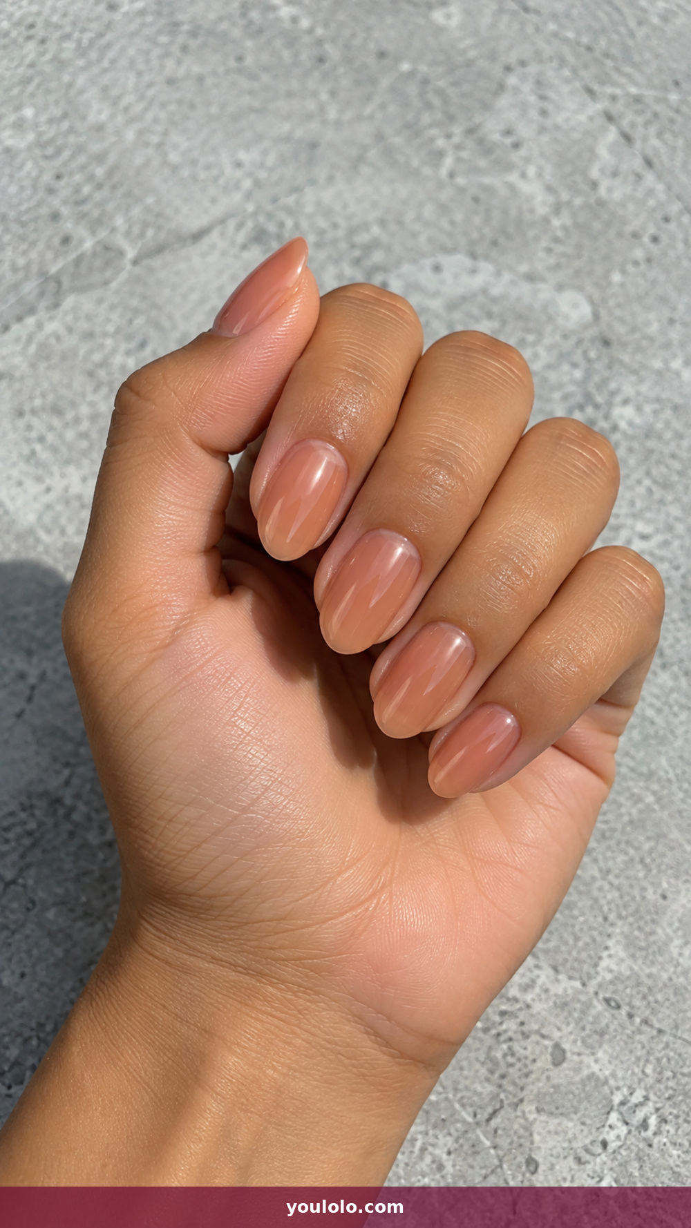 Peach Nails idea 4: Caramel Peach Jelly in a realistic fall manicure