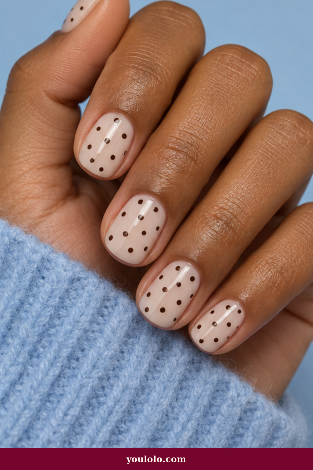 Simple Funky Nails idea 4: Espresso Polka Dots