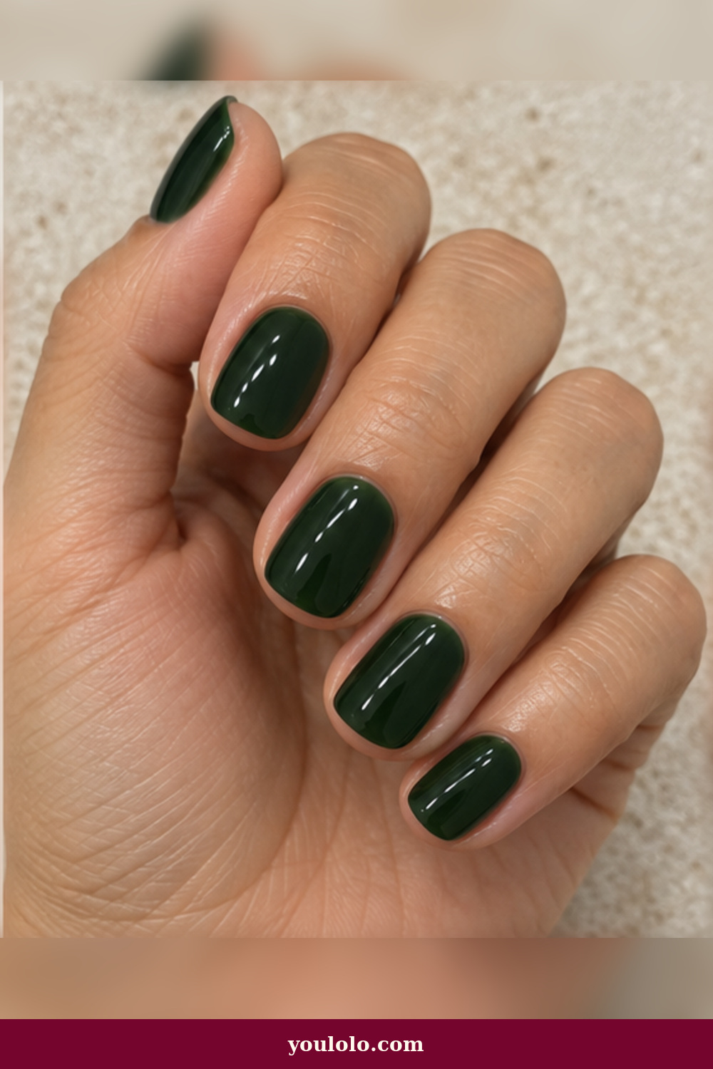Forest Green Glass Christmas Nails Short idea