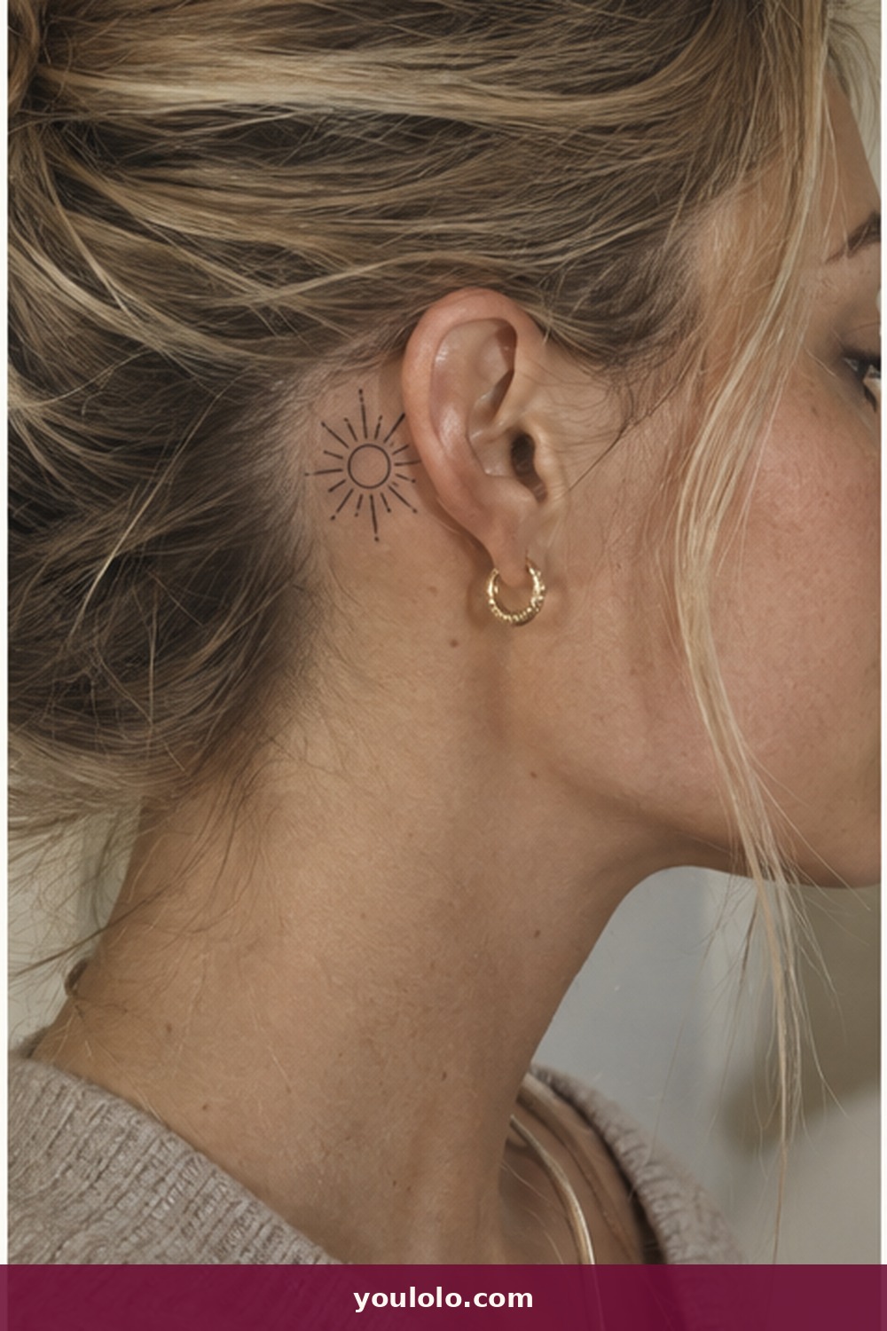 Mini Radiating Sun — idea 4 from Behind the Ear Tattoos for Women