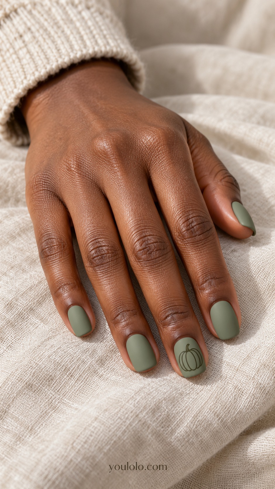 pumpkin nails — Sage Pumpkin Outline