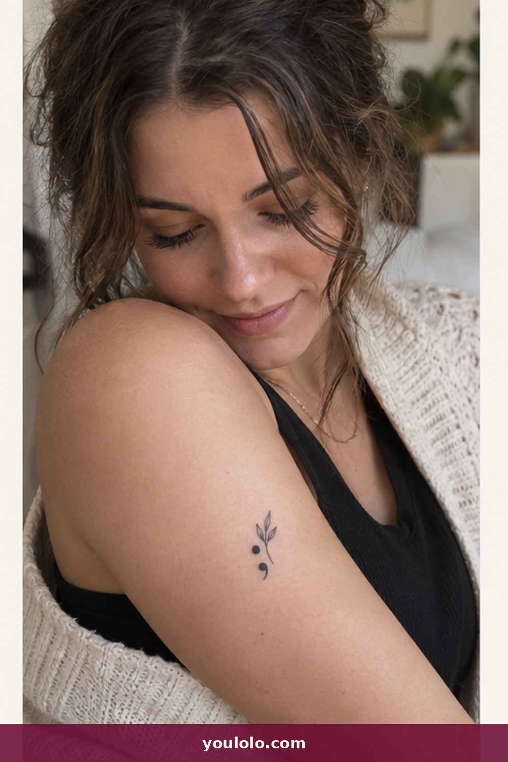 Semicolon With a Leaf — idea 4 from Small Meaningful Tattoos for Women