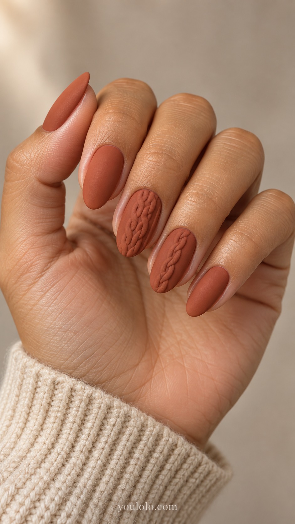 sweater nails — Terracotta Fisherman Braid