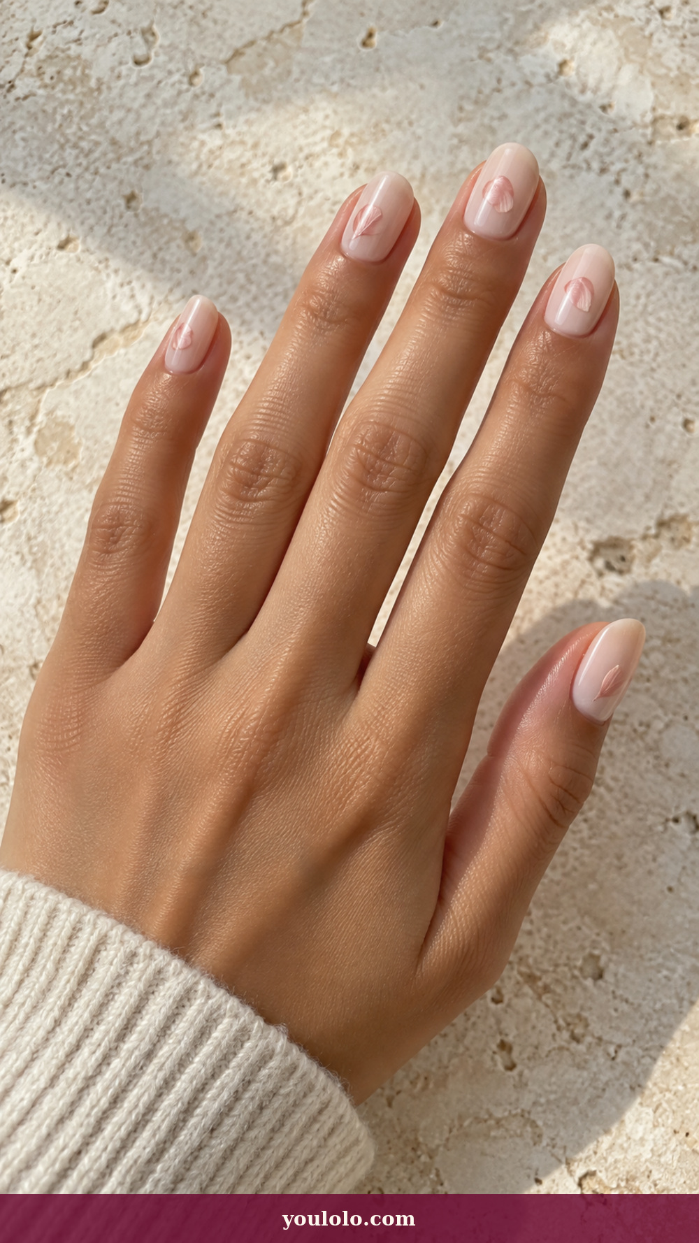 Princess Nails idea 4: Vanilla Satin Petal on a realistic feminine hand