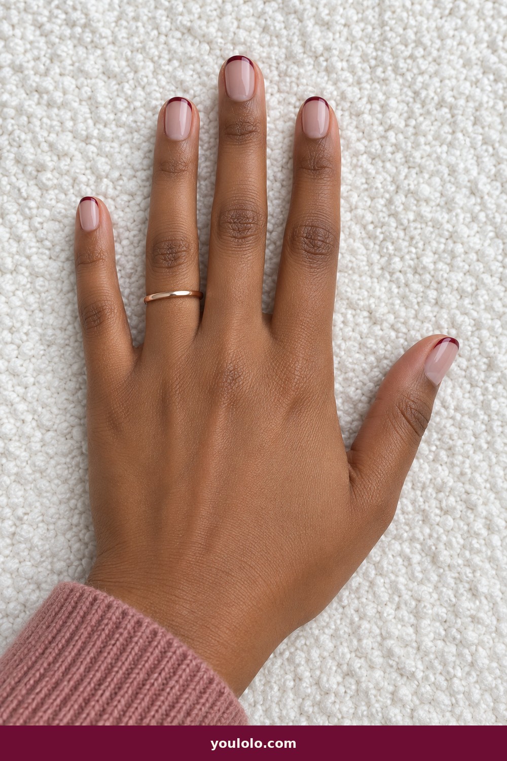 Burgundy Micro French — Nails Fall idea 5