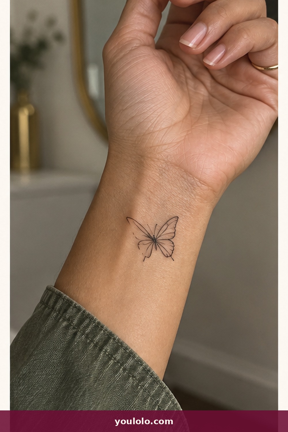 Delicate Outline Butterfly — idea 5 from Dainty Wrist Tattoos for Women
