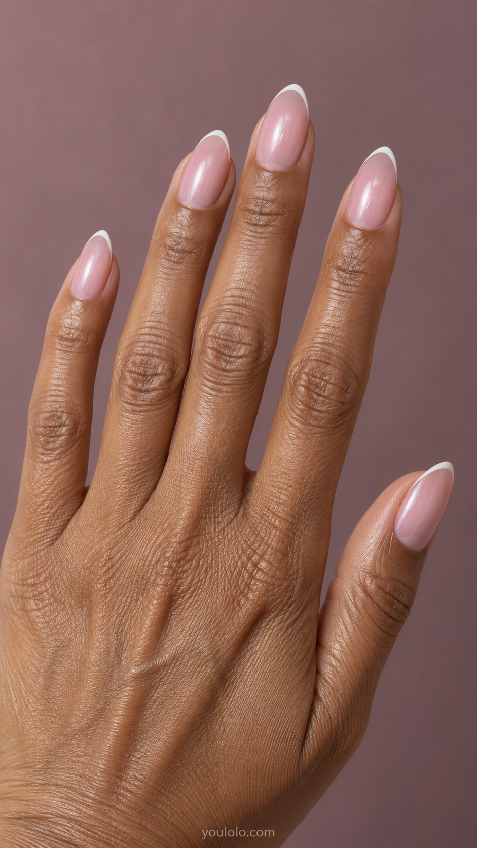 Glazed pink almond nails — glazed pink micro french tips
