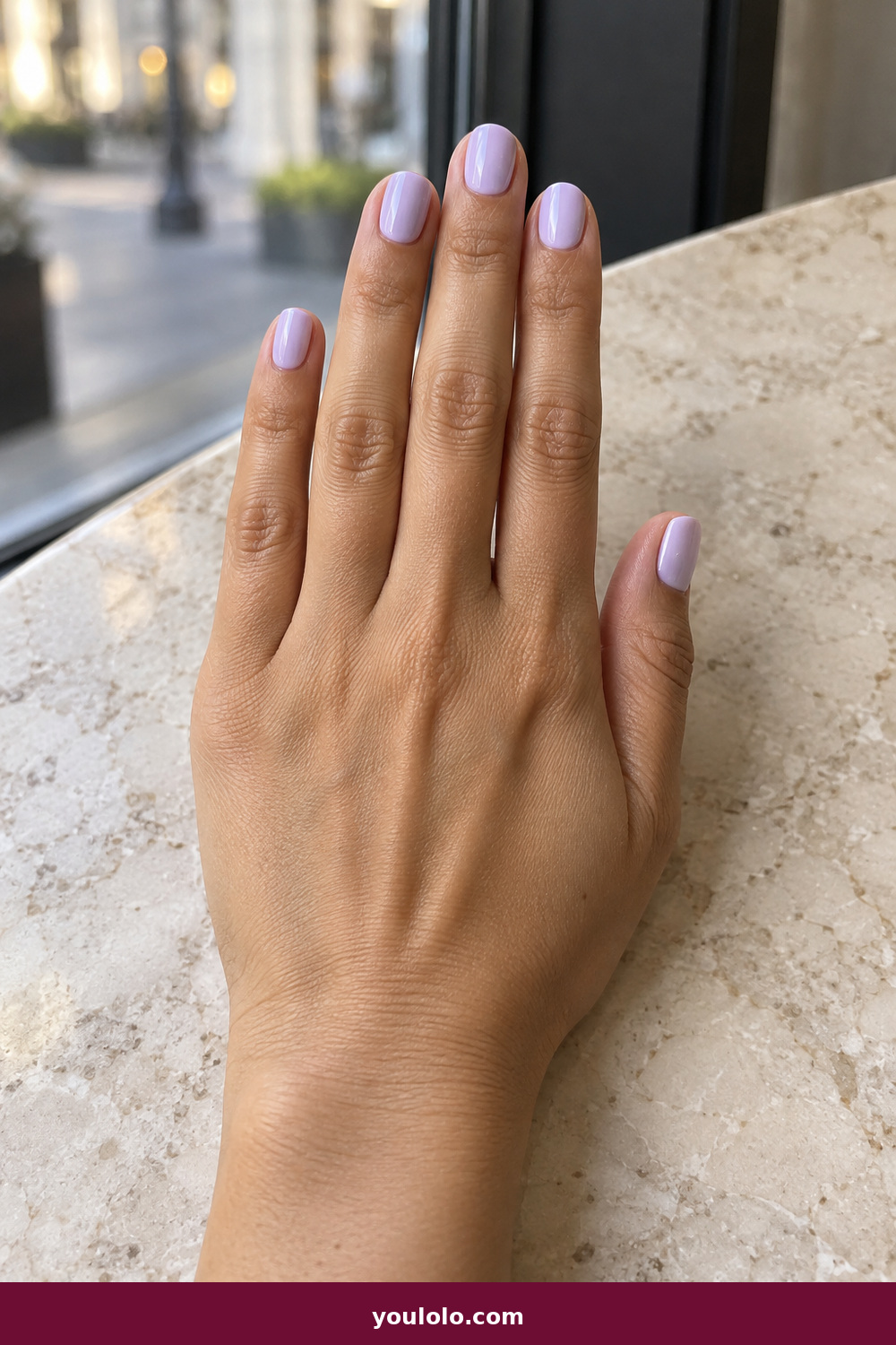 Short Nails Inspo idea 5: Lavender Milk, short rounded nails in milky lavender cream