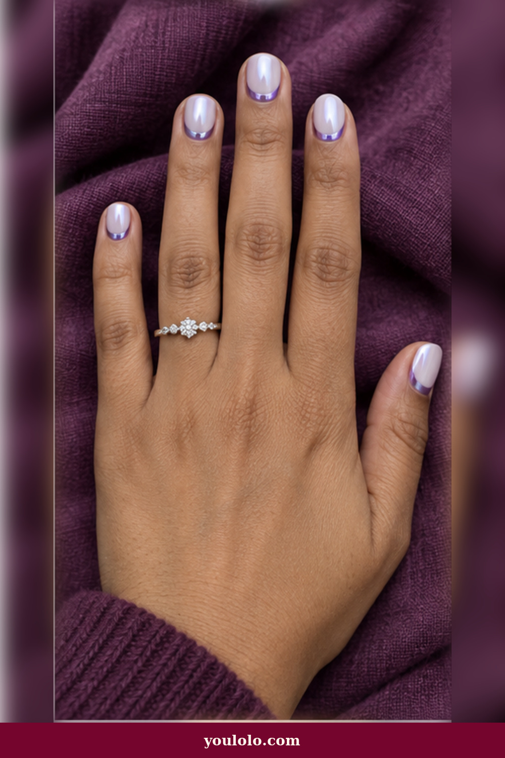 Pearl Chrome Crescents BTS Nails idea