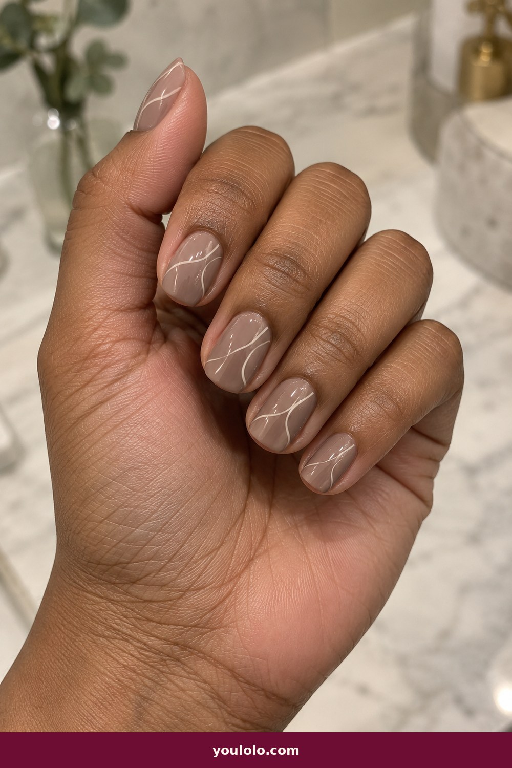 Beige Nails idea 5: Taupe Linen Lines