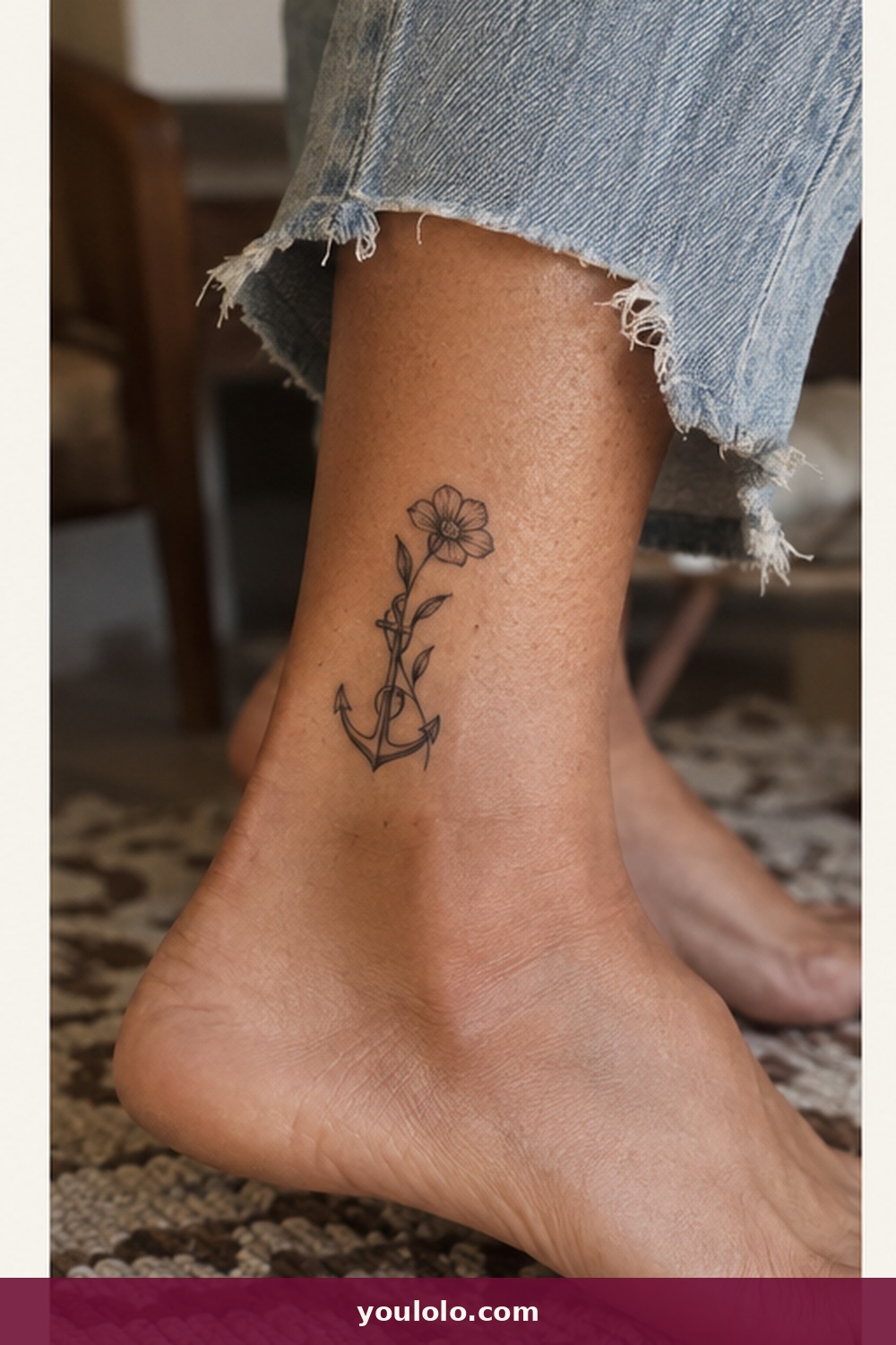 Anchor and Wildflower — idea 6 from Small Meaningful Tattoos for Women