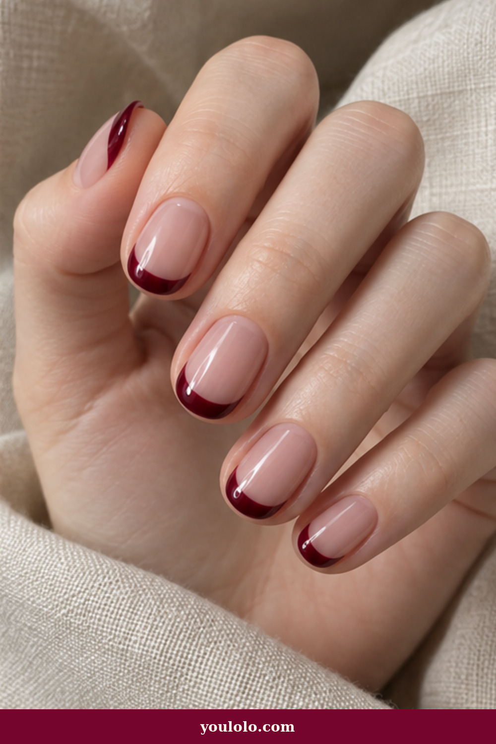 Luxury Nails idea 6: Burgundy Glass French