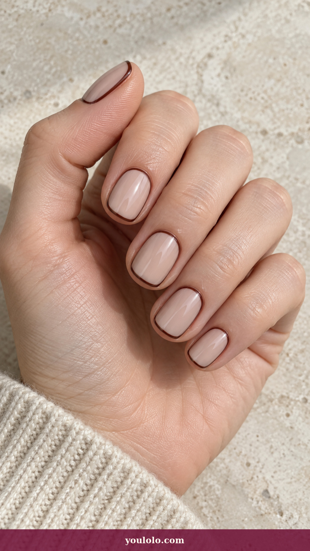 Princess Nails idea 6: Cashmere Nude Border on a realistic feminine hand