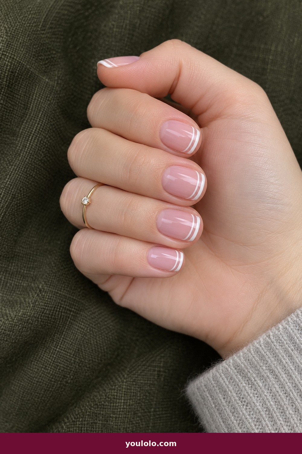 Cherry Side French — French Nails Ideas idea 6