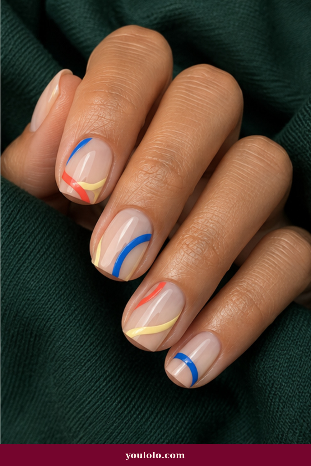 Simple Funky Nails idea 6: Colorful Minimal Arcs