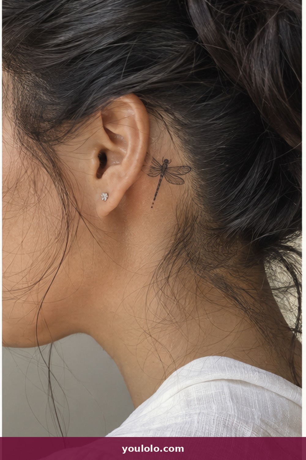 Fine-Line Dragonfly — idea 6 from Behind the Ear Tattoos for Women