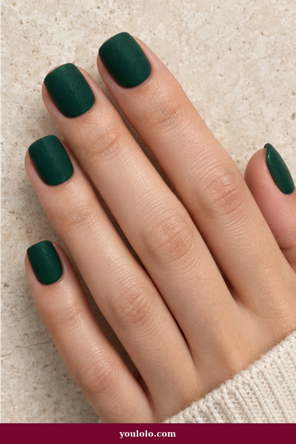 Emerald Green Nails idea 6: Matte Emerald Velvet