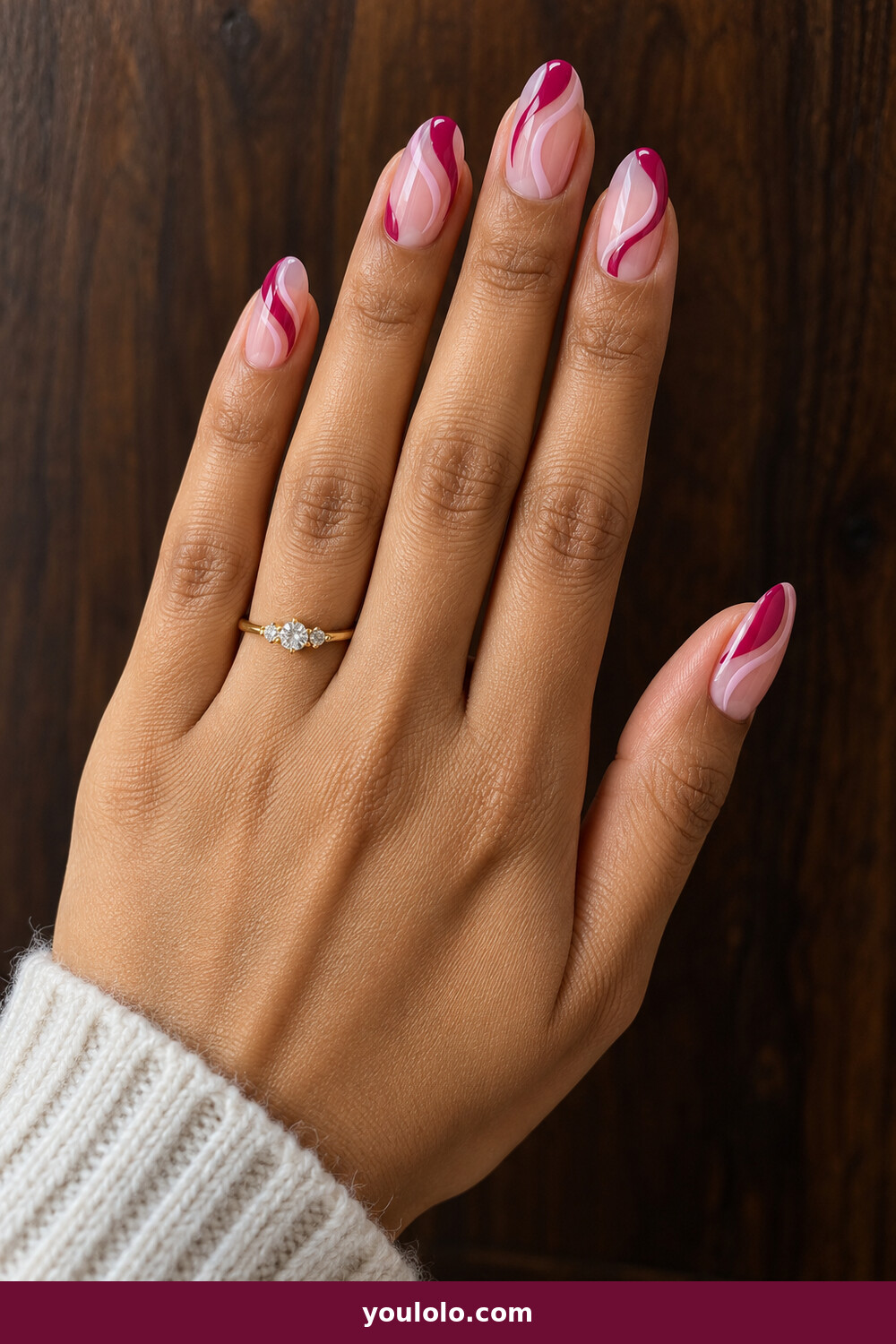 Pink Summer Nails idea 6: Raspberry Sorbet Swirls