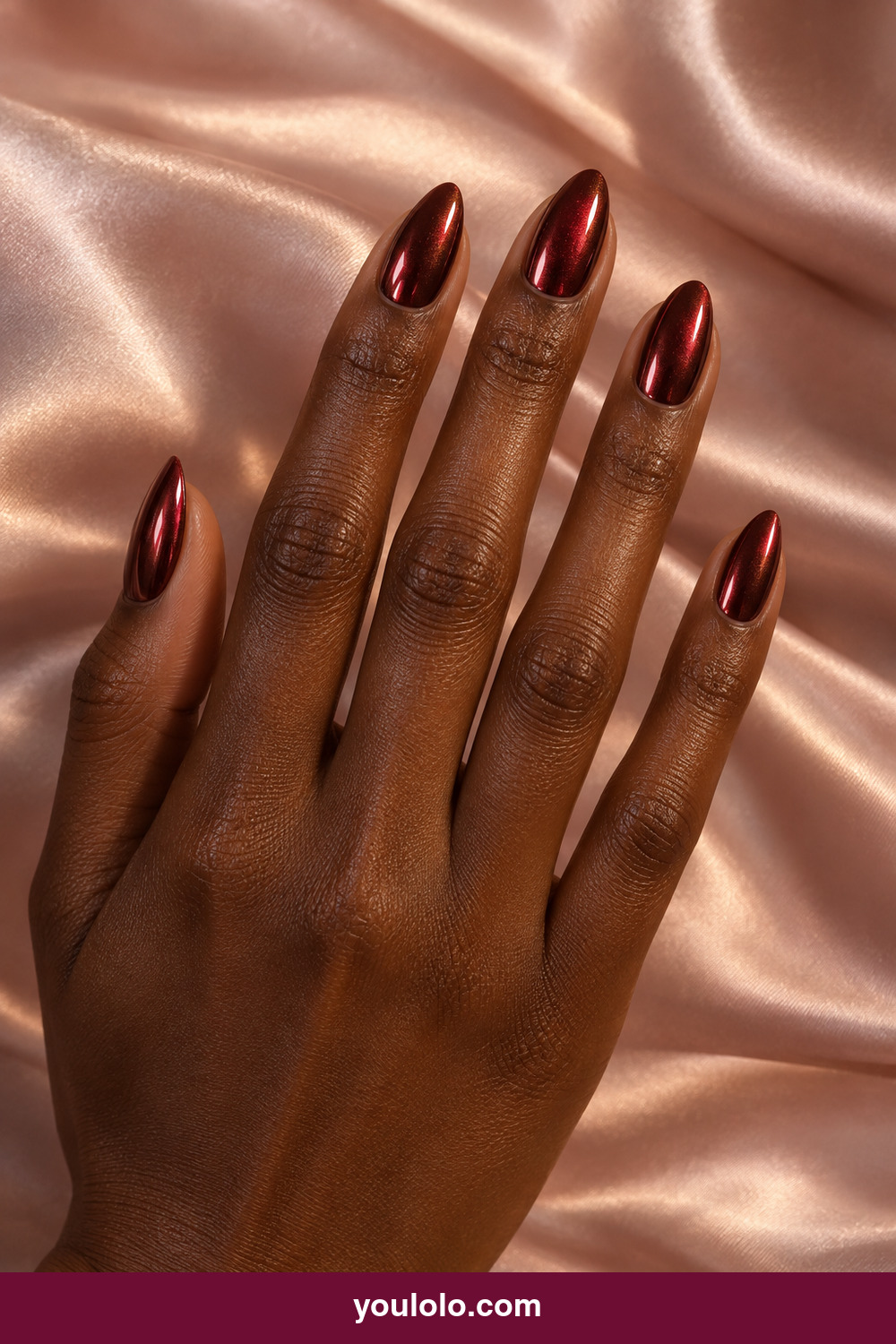 NYE Nails idea 6: Spiced Cherry Chrome