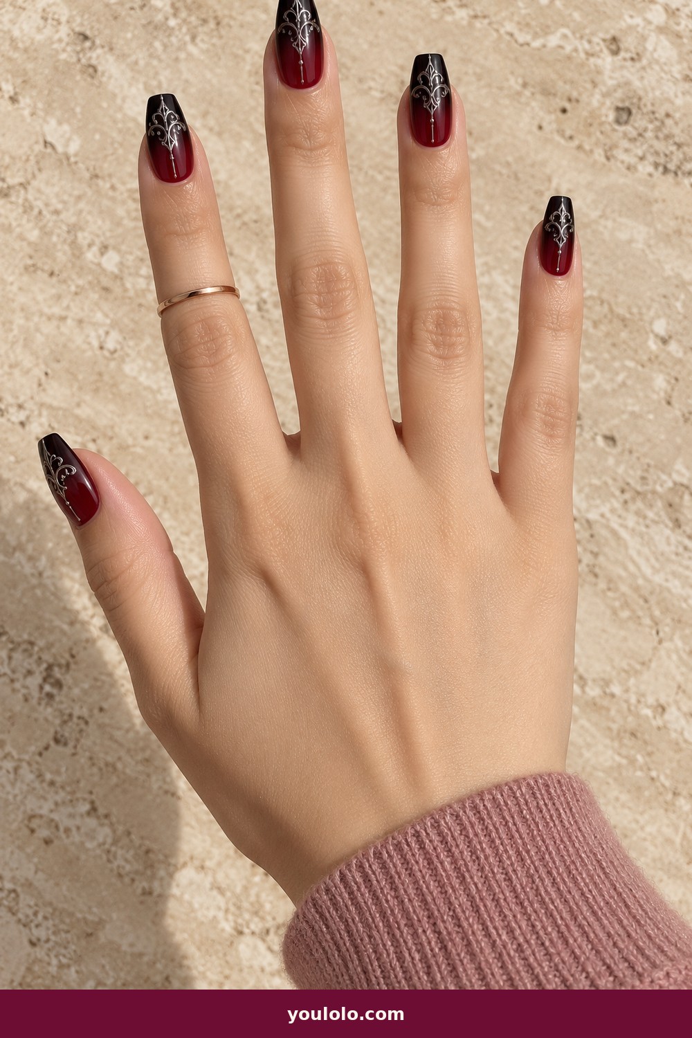 Victorian Silver Filigree — Vampire Nails idea 6