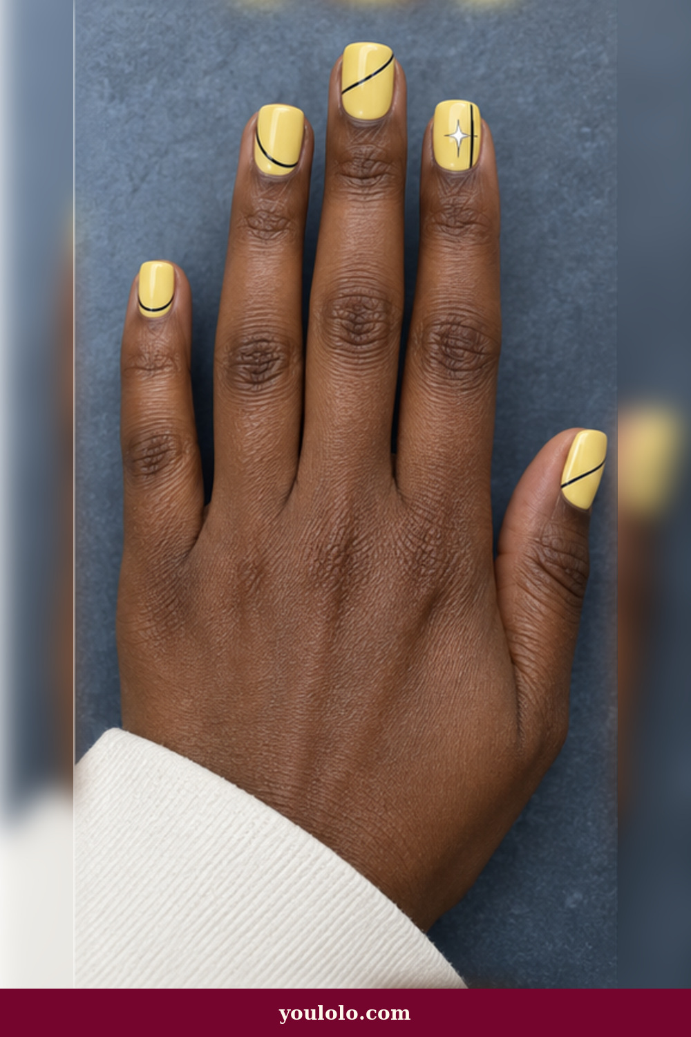 Butter Yellow Graphic Lines BTS Nails idea