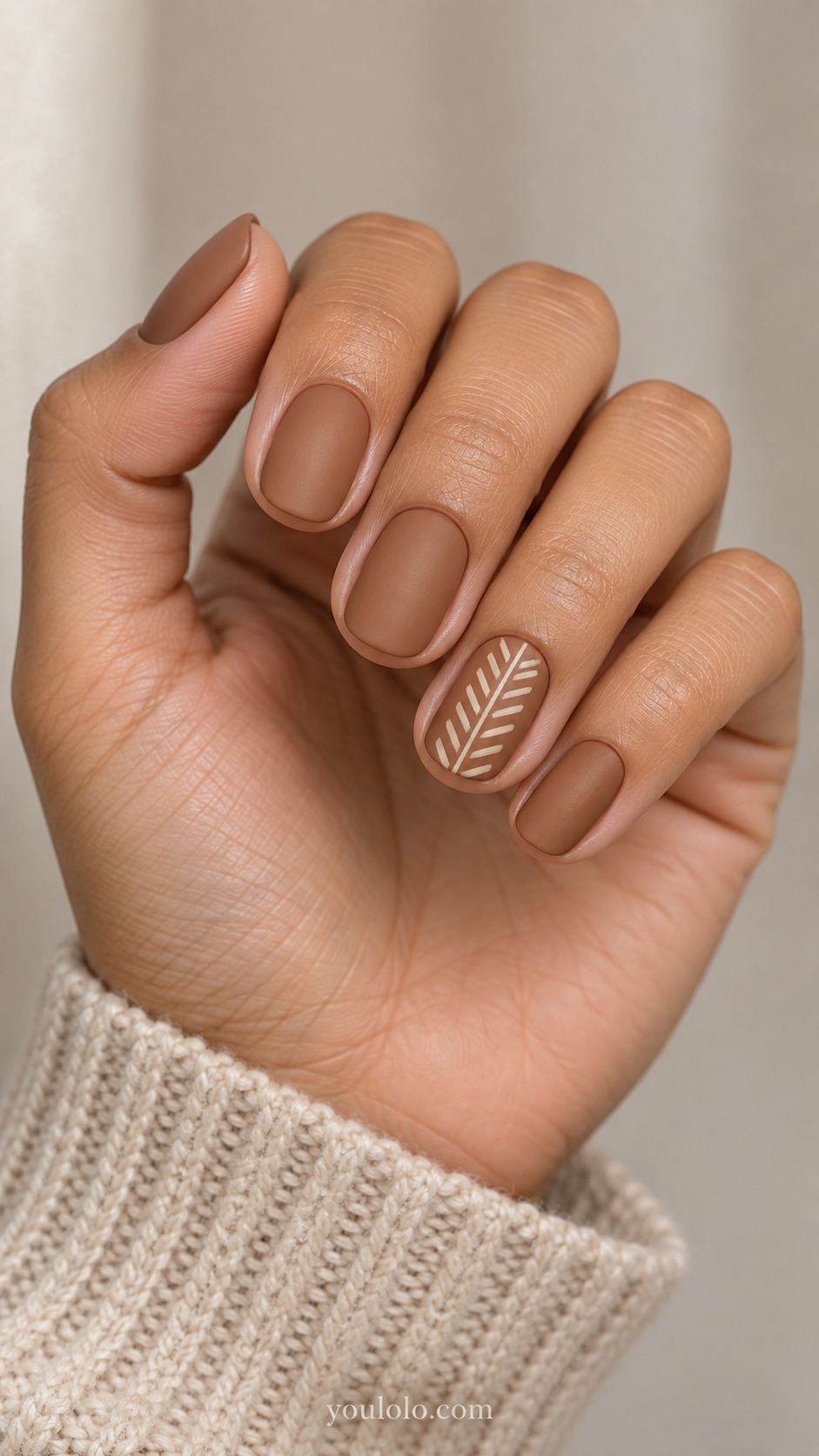sweater nails — Caramel Herringbone Stitch