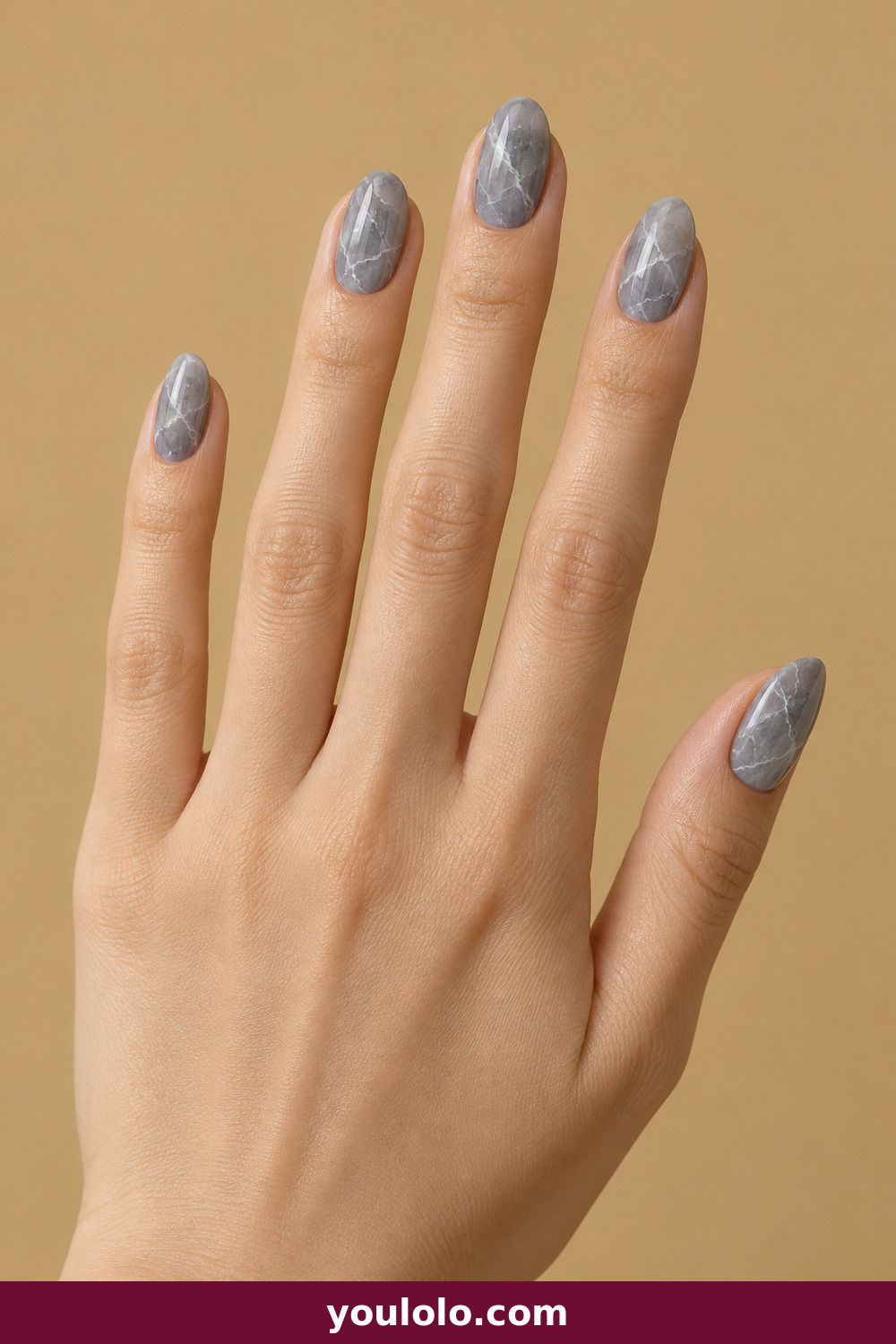 Grey Nails idea 7: Concrete Marble